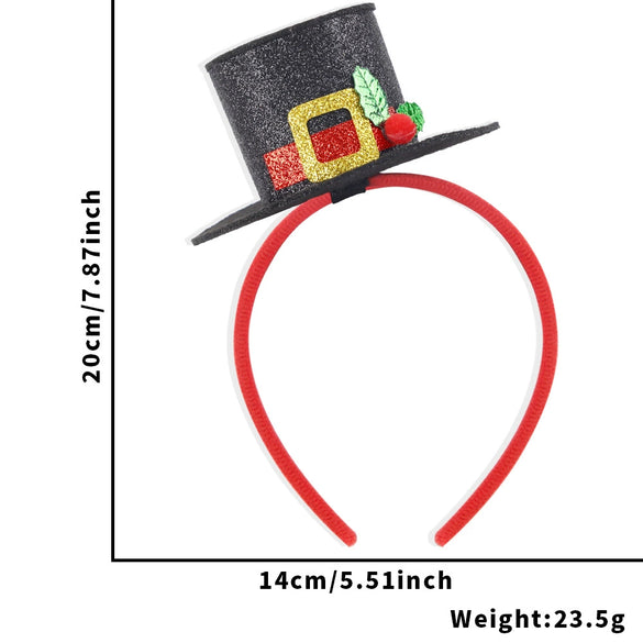 Christmas Hair Band Bow Antler Head Buckle Plastic Cartoon Christmas Tree Snowman Headwear For Children