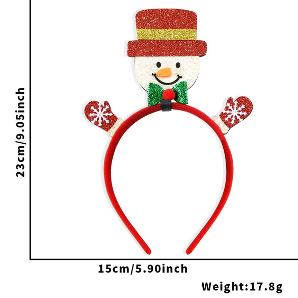 Christmas Hair Band Bow Antler Head Buckle Plastic Cartoon Christmas Tree Snowman Headwear For Children