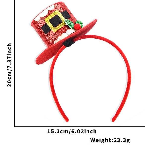 Christmas Hair Band Bow Antler Head Buckle Plastic Cartoon Christmas Tree Snowman Headwear For Children