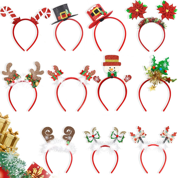 Christmas Hair Band Bow Antler Head Buckle Plastic Cartoon Christmas Tree Snowman Headwear For Children