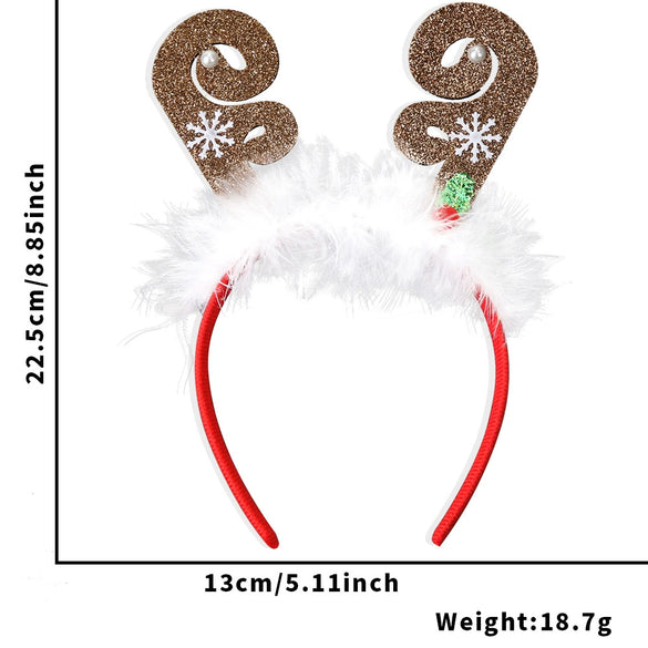 Christmas Hair Band Bow Antler Head Buckle Plastic Cartoon Christmas Tree Snowman Headwear For Children