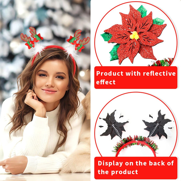 Christmas Hair Band Bow Antler Head Buckle Plastic Cartoon Christmas Tree Snowman Headwear For Children