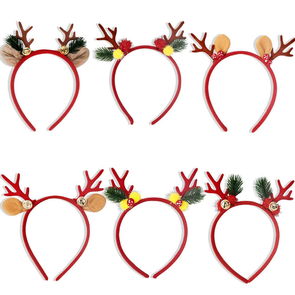Christmas Hair Band Plastic Flocking Antler Cartoon Headwear