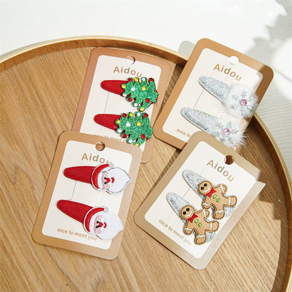 Christmas Hairpin Sweet Festival Style Mixed Material Elk Snowflake Bb Clip For Women