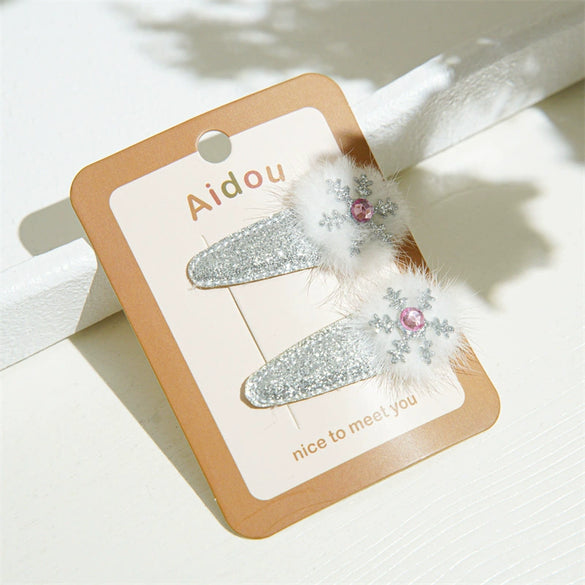 Christmas Hairpin Sweet Festival Style Mixed Material Elk Snowflake Bb Clip For Women