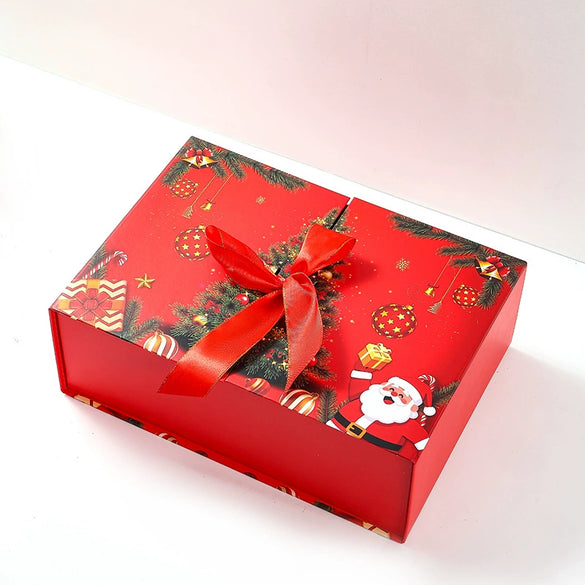 Christmas Holiday Doubleopening Folding Gift Box White Cardboard Uv Printed Empty Gift Packaging For Wholesale