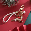 Christmas Keychain Pendant Creative Zinc Alloy Bag Charm With Diamond Accents And Enamel Detailing