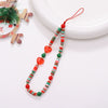 Christmas Mobile Phone Chain Acrylic Beaded With Santa Claus And Short Christmas Tree Pendants Electroplated Wrist Strap Antilost Chain With Love Heart Water Drop Bell Patterns