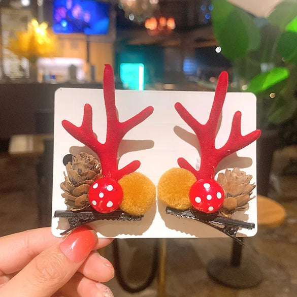 Christmas Moose Antler Hairpin Children Hairpin