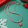 Christmas Necklace Alloy Soft Pottery Rice Beads Geometric Pendant For Women