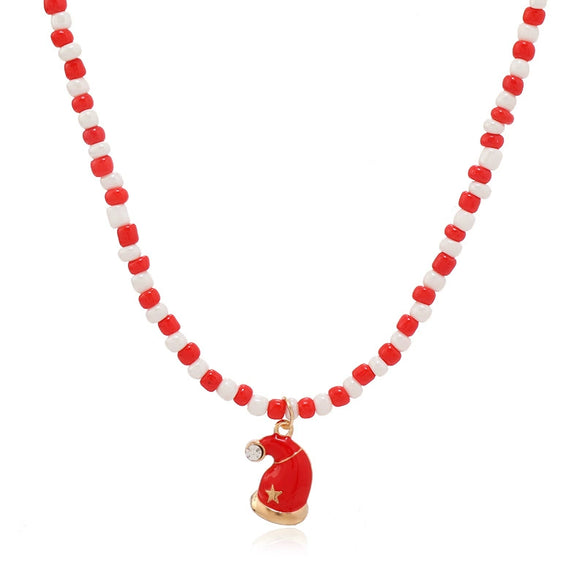 Christmas Necklace Alloy Soft Pottery Rice Beads Geometric Pendant For Women