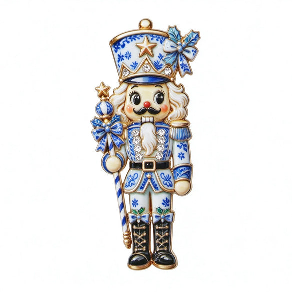 Christmas Nutcracker Soldier Brooch For Women Electroplated Alloy Enamel Cartoon Character Pin With Glaze Drip Finish