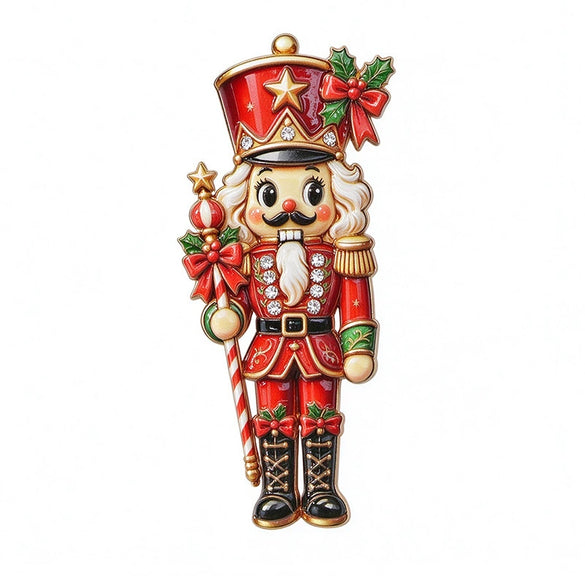 Christmas Nutcracker Soldier Brooch For Women Electroplated Alloy Enamel Cartoon Character Pin With Glaze Drip Finish