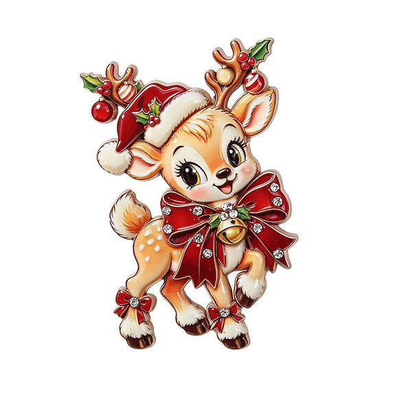 Christmas Reindeer Brooch Pin Electroplated Alloy Glaze Drip Animal Brooch For Clothing Or Bags Unisex Festive Accessory