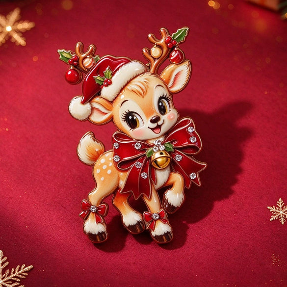 Christmas Reindeer Brooch Pin Electroplated Alloy Glaze Drip Animal Brooch For Clothing Or Bags Unisex Festive Accessory