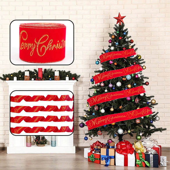 Christmas Ribbon Hanging Christmas Tree Decorations Polyester