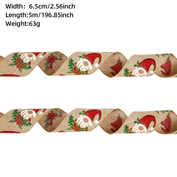 Christmas Ribbon Ornaments Cloth Material Pine Cone Snowflake Style