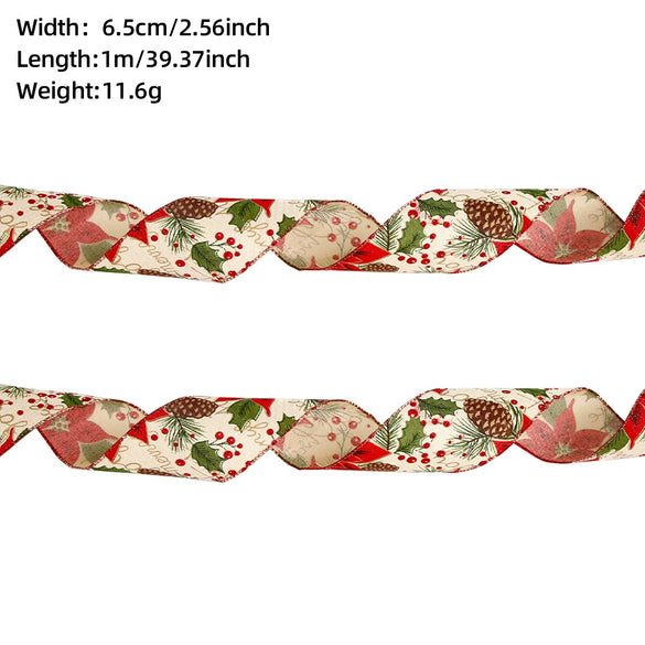 Christmas Ribbon Ornaments Cloth Material Pine Cone Snowflake Style