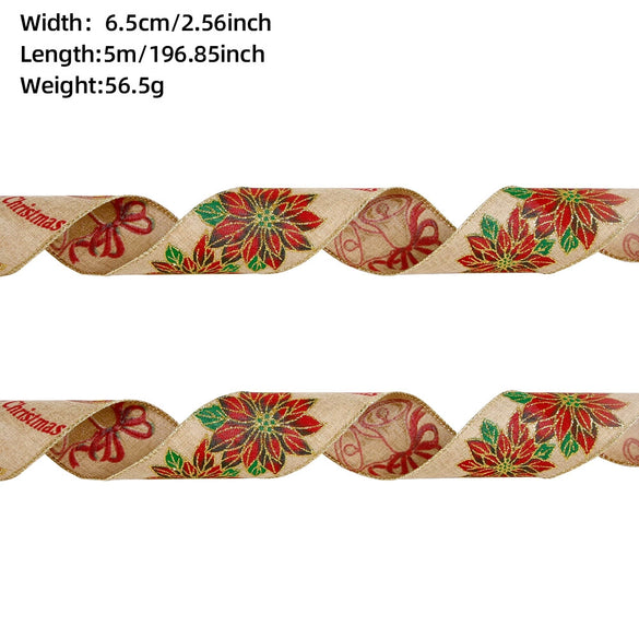 Christmas Ribbon Ornaments Cloth Material Pine Cone Snowflake Style