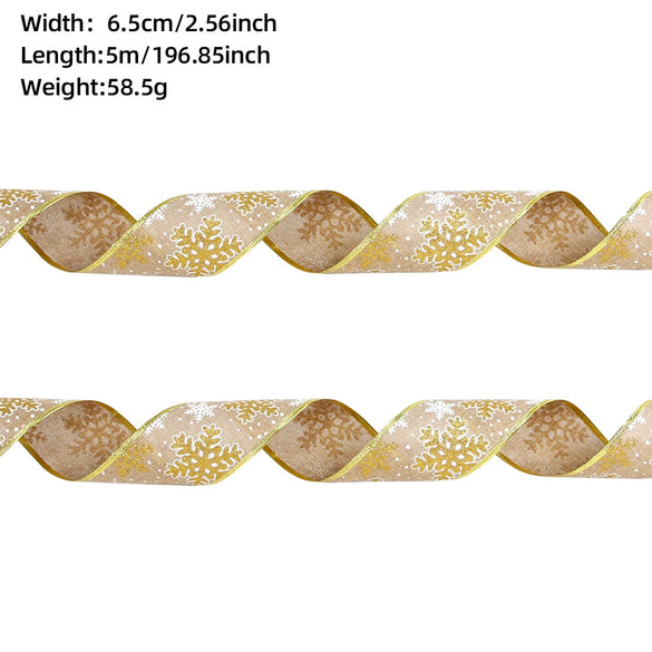 Christmas Ribbon Ornaments Cloth Material Pine Cone Snowflake Style