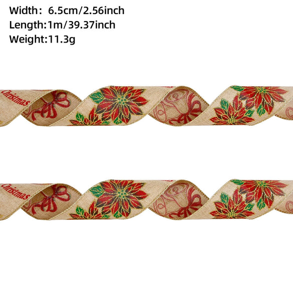 Christmas Ribbon Ornaments Cloth Material Pine Cone Snowflake Style