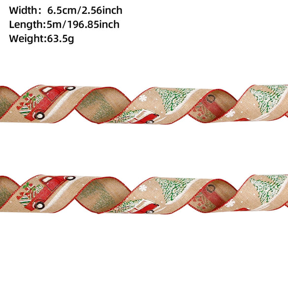 Christmas Ribbon Ornaments Cloth Material Pine Cone Snowflake Style