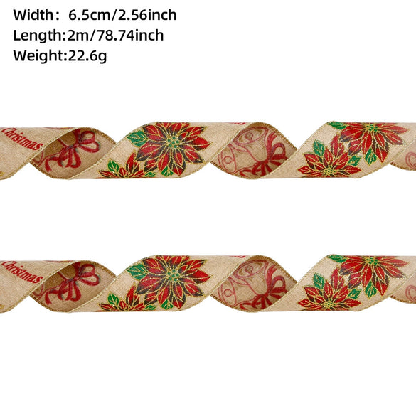 Christmas Ribbon Ornaments Cloth Material Pine Cone Snowflake Style