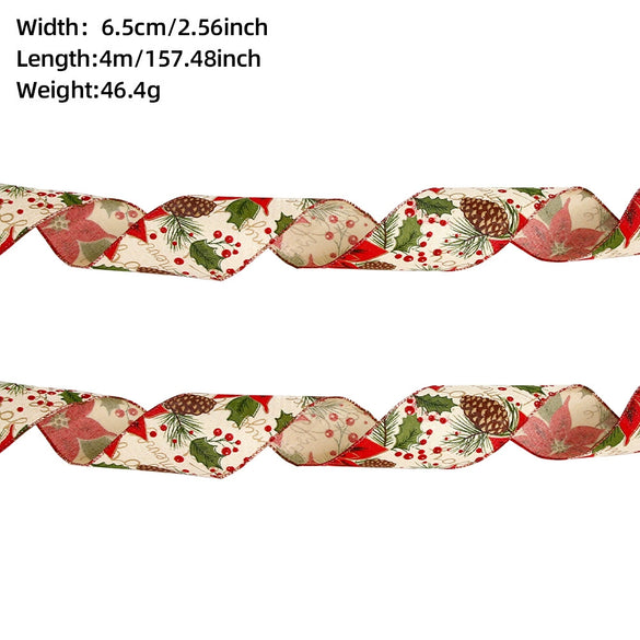 Christmas Ribbon Ornaments Cloth Material Pine Cone Snowflake Style
