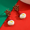 Christmas Series Alloy Earrings With Santa Claus Snowman Bow Dripping Oil Design For Women