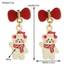 Christmas Series Alloy Earrings With Santa Claus Snowman Bow Dripping Oil Design For Women
