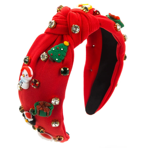 Christmas Series Cloth Hairband With Diamond Design And Festival Elements For Women
