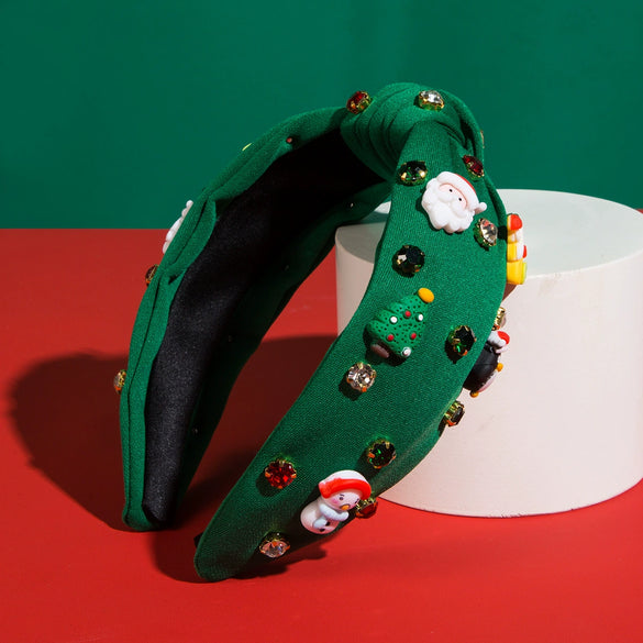 Christmas Series Cloth Hairband With Diamond Design And Festival Elements For Women