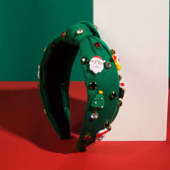 Christmas Series Cloth Hairband With Diamond Design And Festival Elements For Women