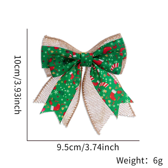 Christmas Small Double Layer Bow Gift Box Decoration Plaid Bow