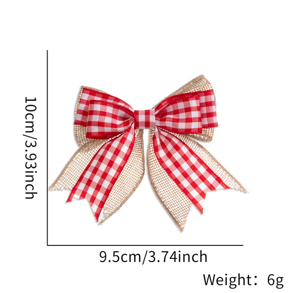 Christmas Small Double Layer Bow Gift Box Decoration Plaid Bow