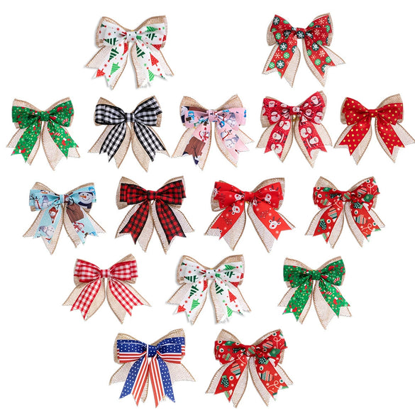 Christmas Small Double Layer Bow Gift Box Decoration Plaid Bow