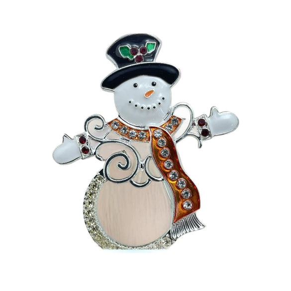 Christmas Snowman Brooch With Diamond Accents Cartoon Alloy Holiday Jewelry Accessory Unisex Festive Decoration Wholesale