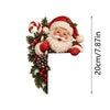 Christmas Snowman Door Frame Hanging Decoration Printed Boxwood Cartoon Ornament With Snowflakes And Pine Needle Details