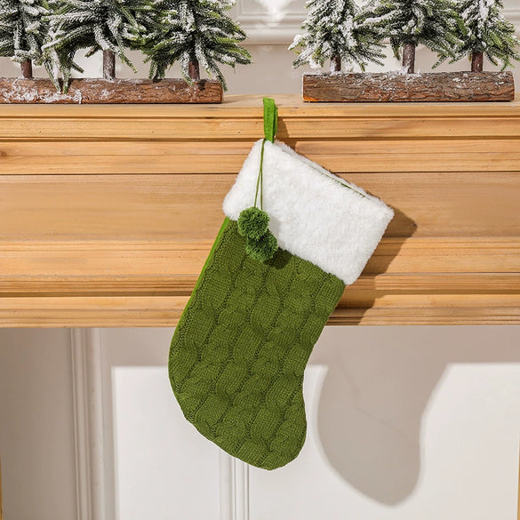 Christmas Stocking Gift Bag Doublesided Knitted Plush Holiday Decoration For Festive Gifting And Wholesale