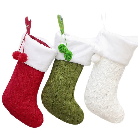 Christmas Stocking Gift Bag Doublesided Knitted Plush Holiday Decoration For Festive Gifting And Wholesale