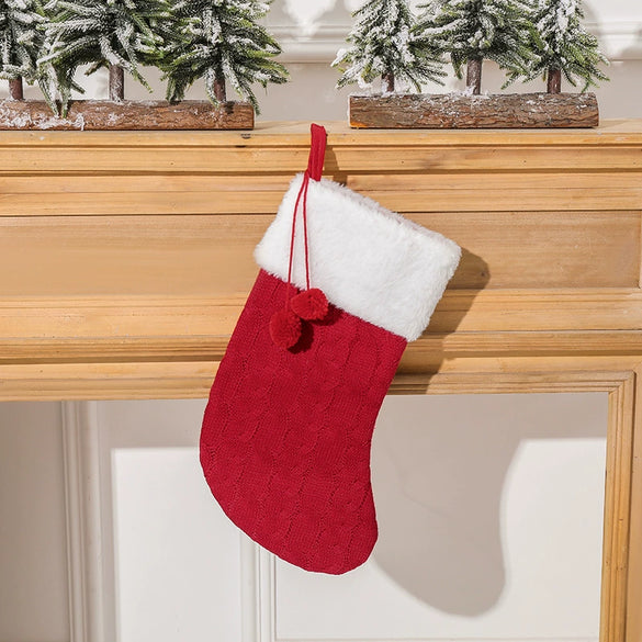 Christmas Stocking Gift Bag Doublesided Knitted Plush Holiday Decoration For Festive Gifting And Wholesale