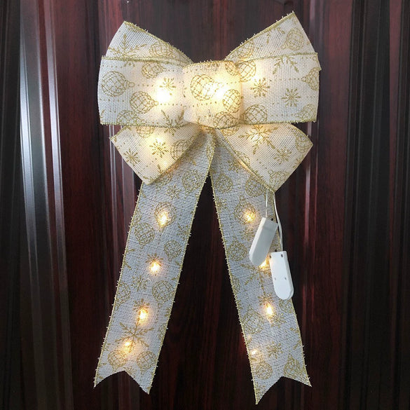 Christmas Tree Decoration Christmas Bow Pendant With Light Cartoon Style