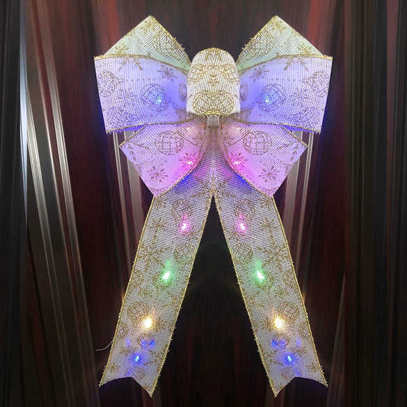 Christmas Tree Decoration Christmas Bow Pendant With Light Cartoon Style
