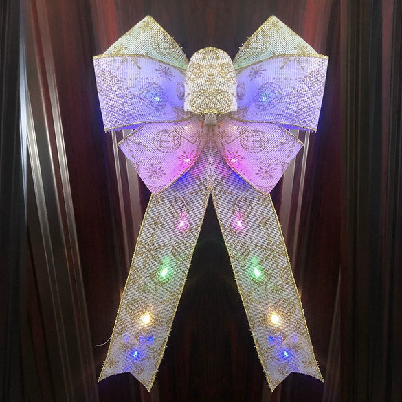 Christmas Tree Decoration Christmas Bow Pendant With Light Cartoon Style
