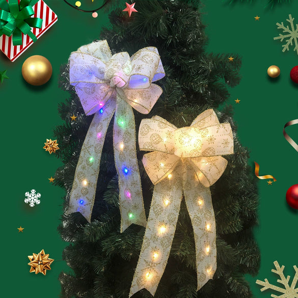 Christmas Tree Decoration Christmas Bow Pendant With Light Cartoon Style