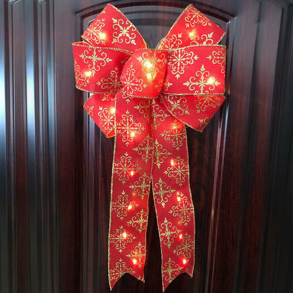 Christmas Tree Decoration Christmas Bow Pendant With Light Cartoon Style
