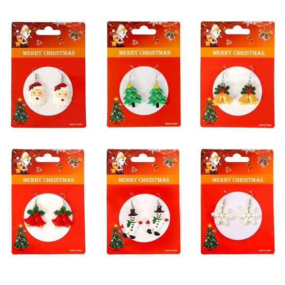 Christmas Tree Snowflake Earrings Plastic Alloy