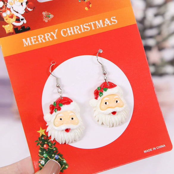 Christmas Tree Snowflake Earrings Plastic Alloy