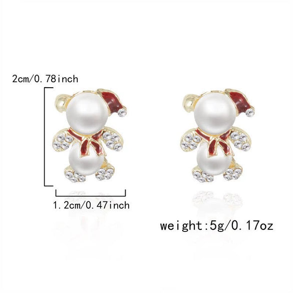 Christmasthemed Electroplated Alloy Drop Earrings With Rhinestone Snowman Reindeer And Gingerbread Motifs