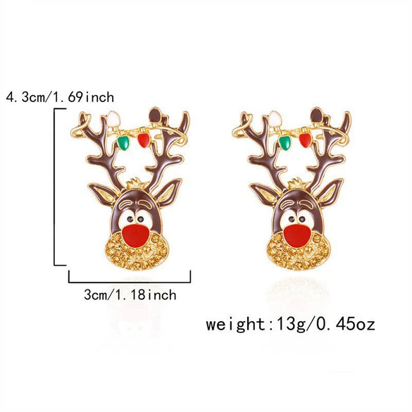 Christmasthemed Electroplated Alloy Drop Earrings With Rhinestone Snowman Reindeer And Gingerbread Motifs